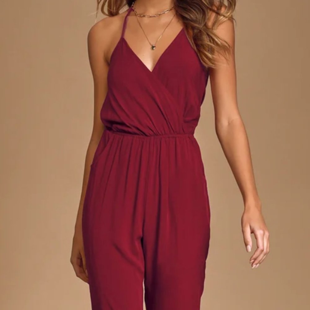 Burgundy Halter Jumpsuit (never worn)